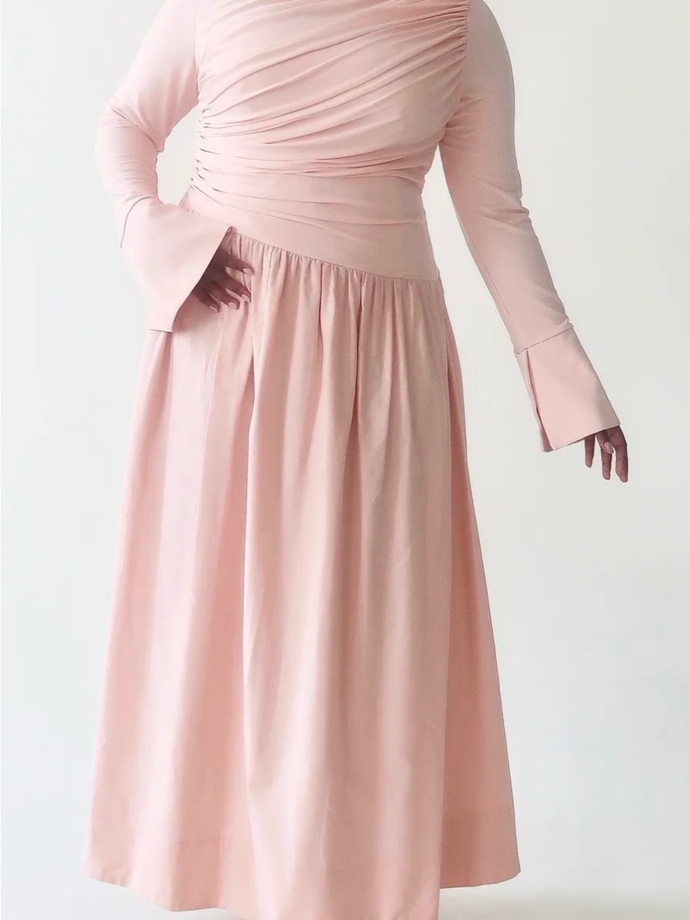 ISO Summer Evenings Asymmetrical Draped Dress Blush
